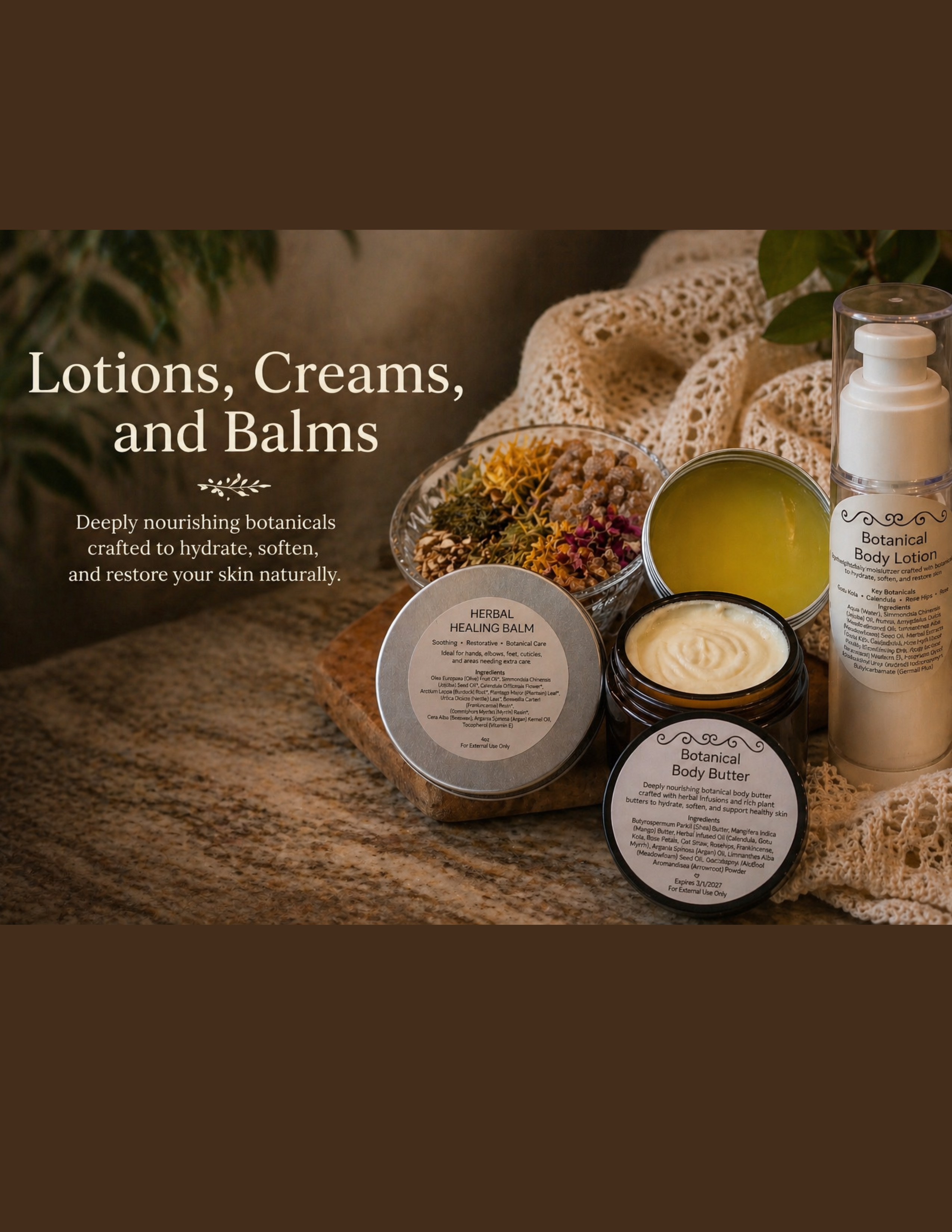Lotions, Creams, and Balms